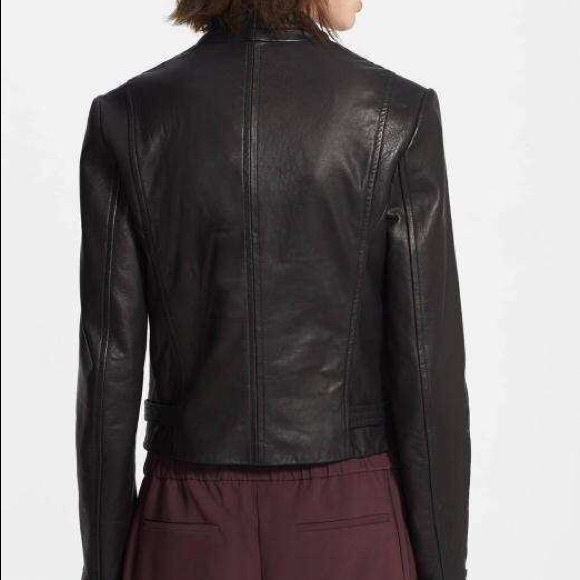 Theory Phelan Black Leather Jacket Coat - Picture 3 of 9